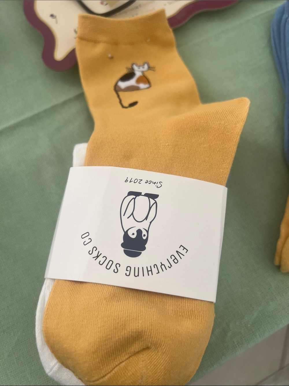 Men's Mustard Yellow Cat Crew Socks